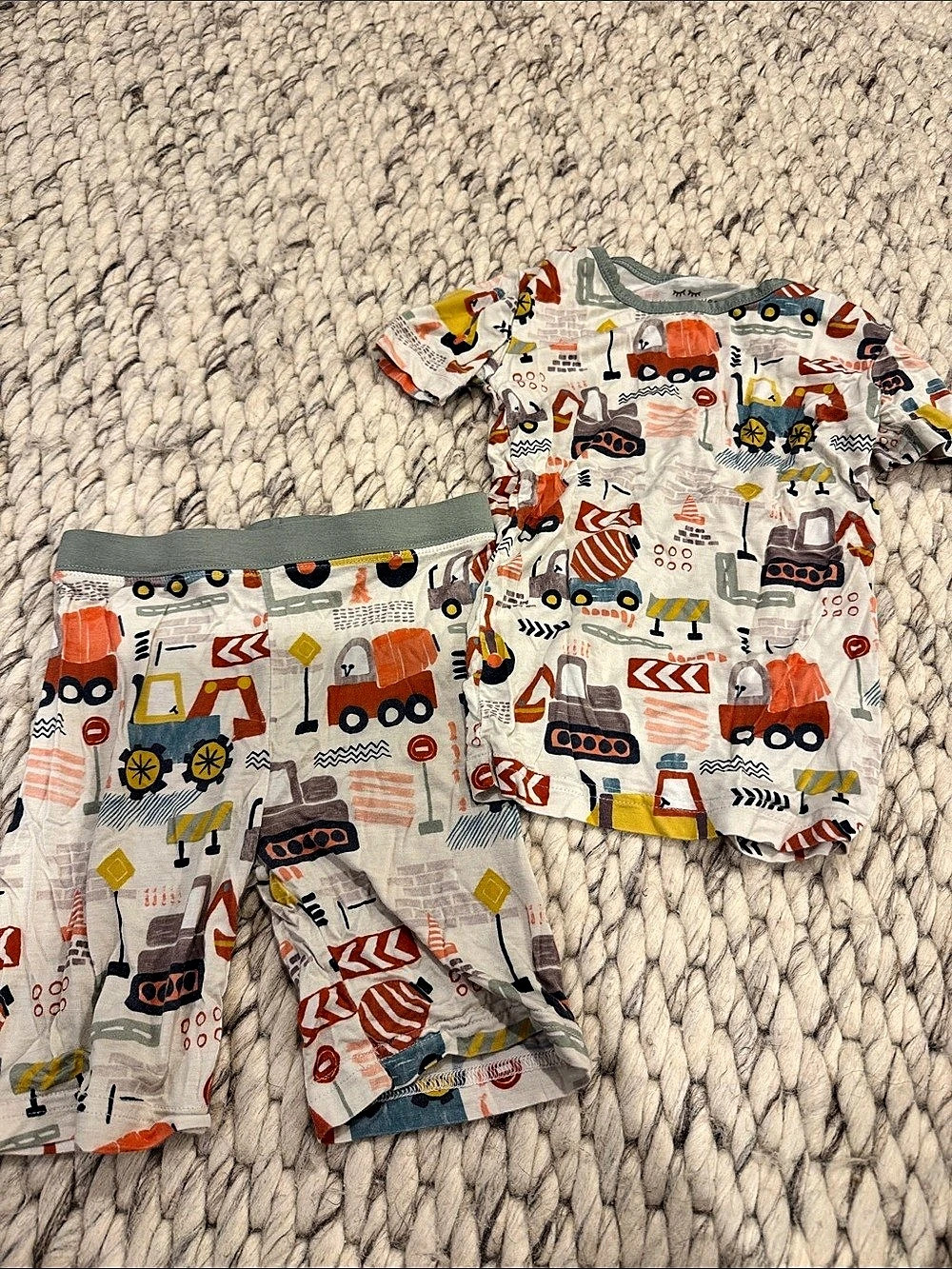 little sleepies Kids Pajama Set Geometric Gray & Orange Size 5/6